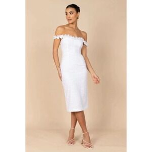 Petal & Pup White Off-Shoulder Midi Dress